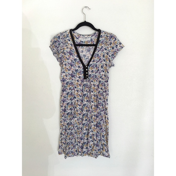 Zara Basic Spring Summer Floral V-neck Dress - Picture 1 of 8